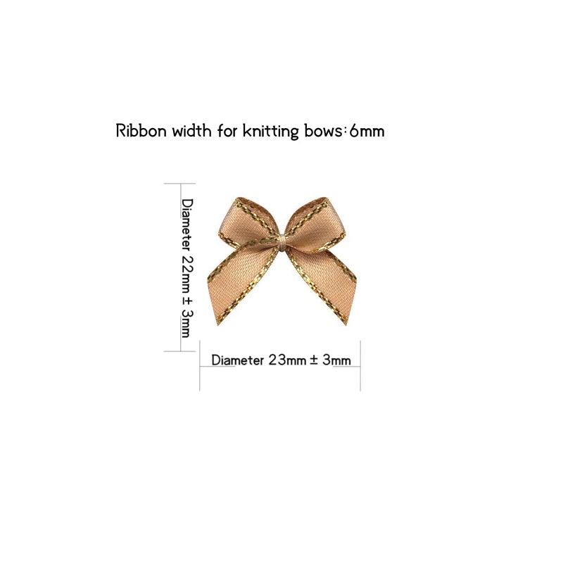 Aysekone 100 Pieces Mini Metallic Edge Satin Bowknot Flowers DIY Craft Ribbon Bow Appliques for Sewing,Scrapbooking,Wedding and Decoration (Gold Metallic Edge - Brown) - Image 2